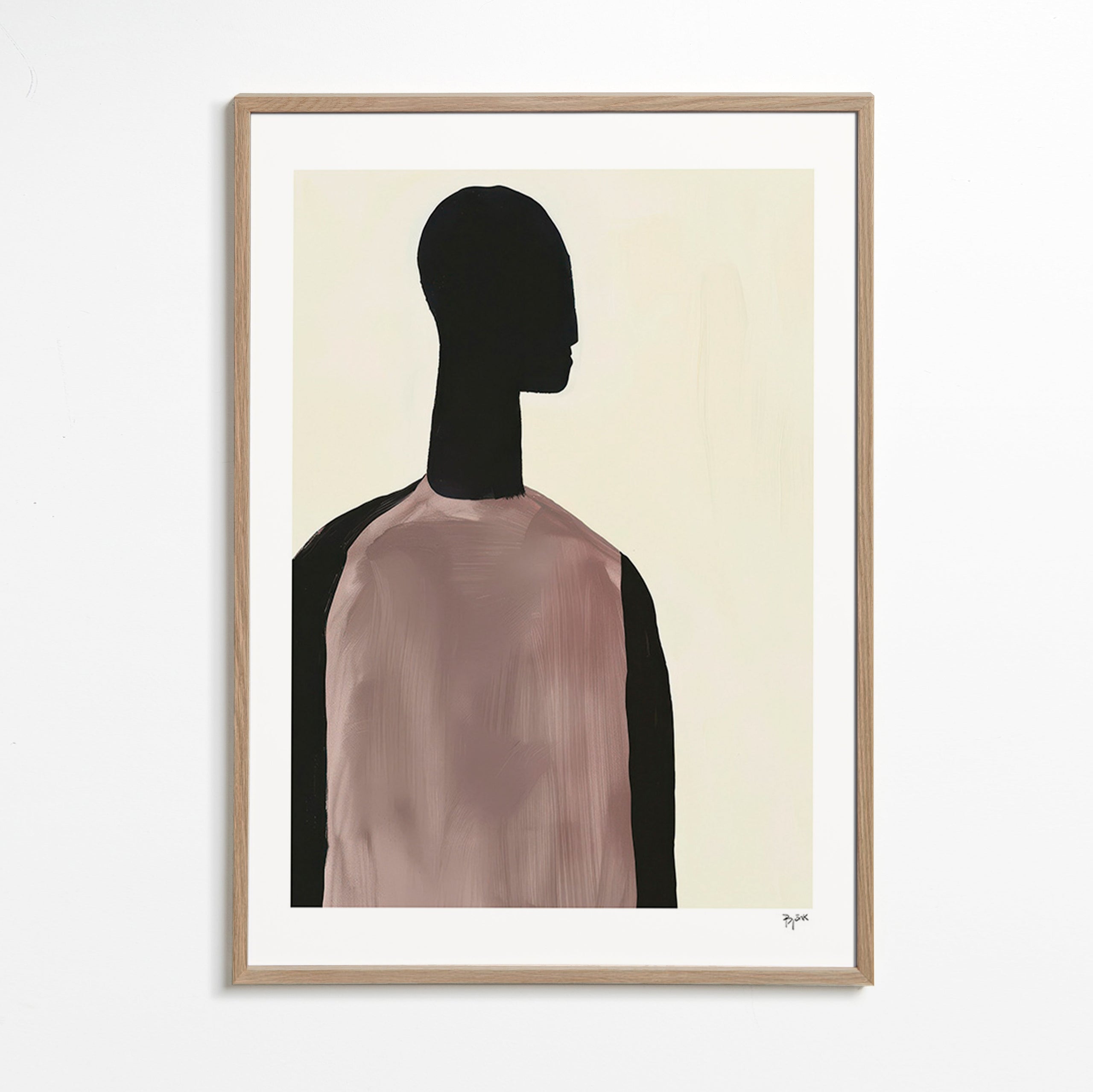Abstrakt maleri med minimalistisk silhuet – Oak Frame