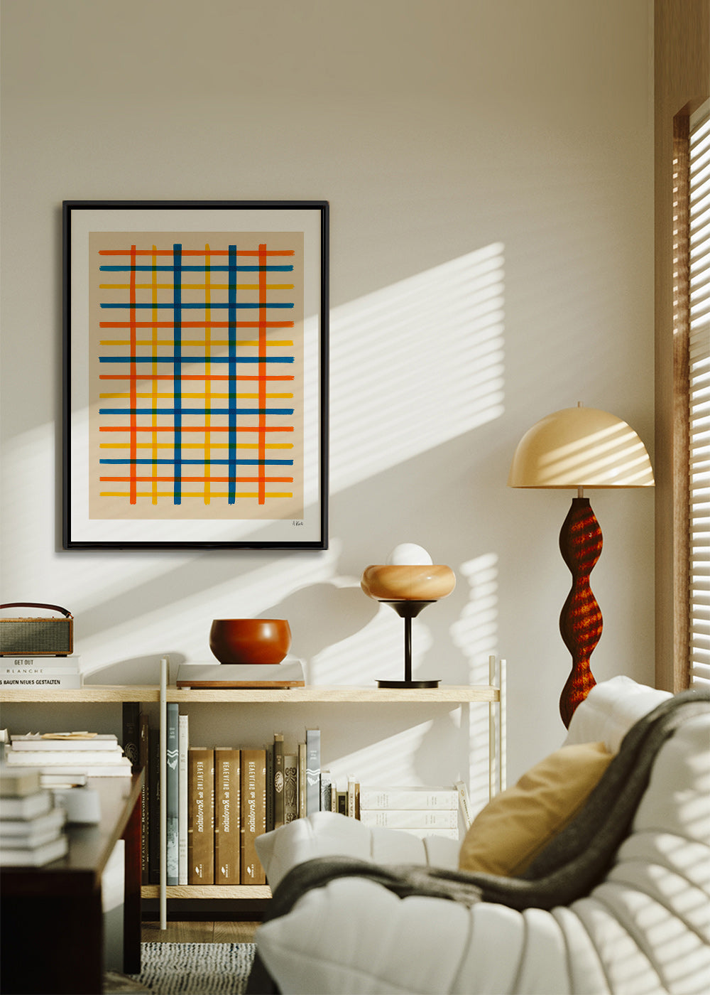 Geometrisk plakat farveret gitter – Canvas1