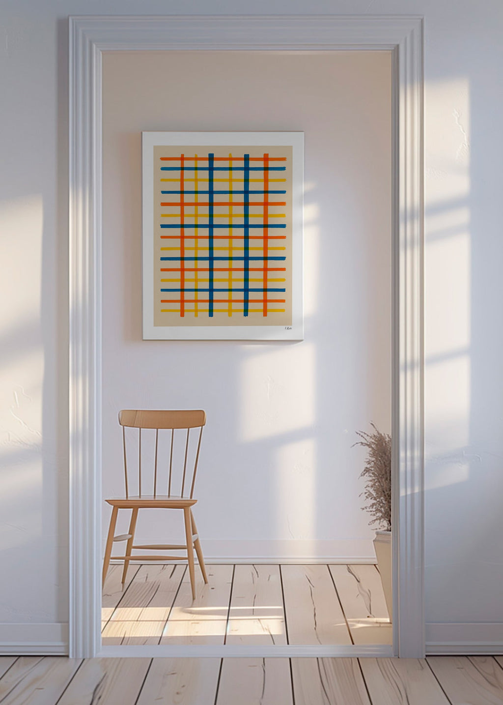 Geometrisk plakat farveret gitter – Canvas