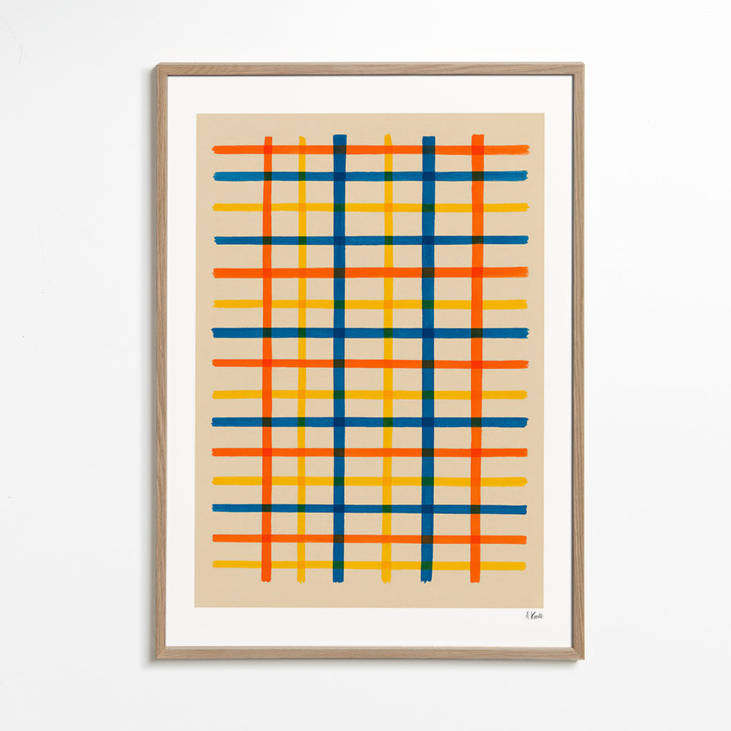 Geometrisk plakat farveret gitter – Oak Frame