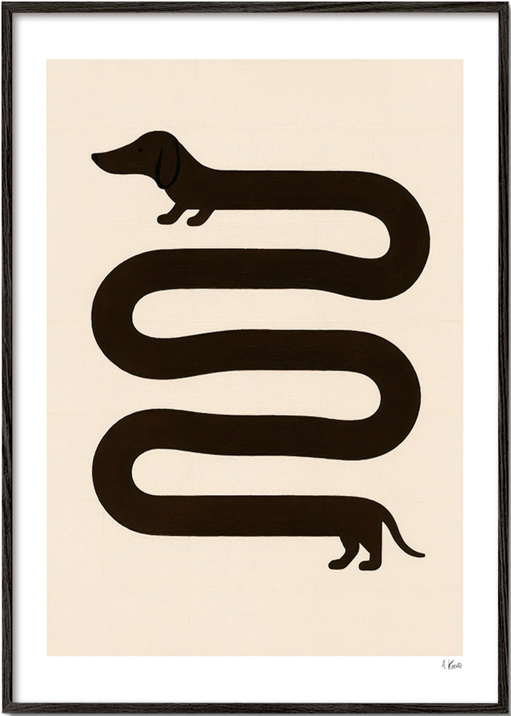 Plakat med lang hund – Black Frame