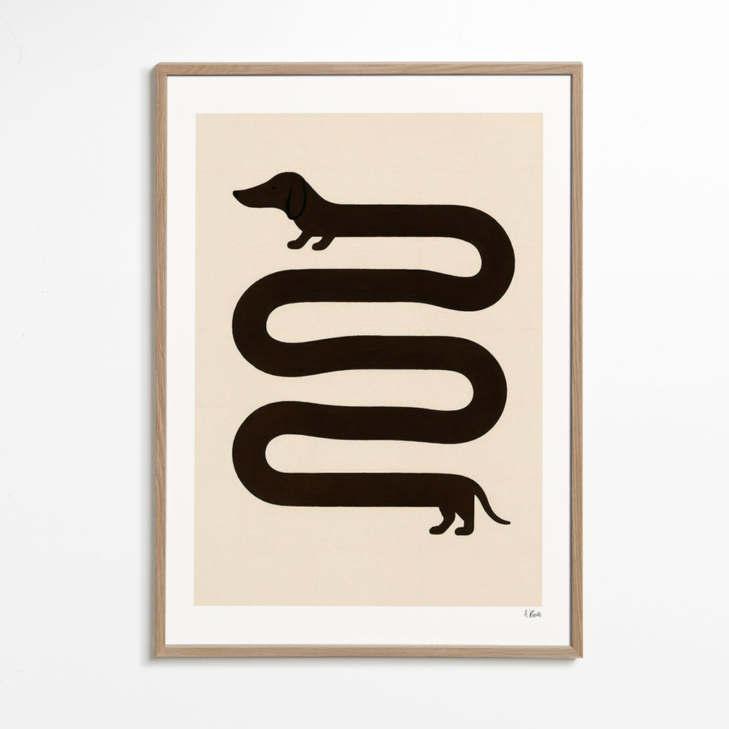 Plakat med lang hund – Oak Frame