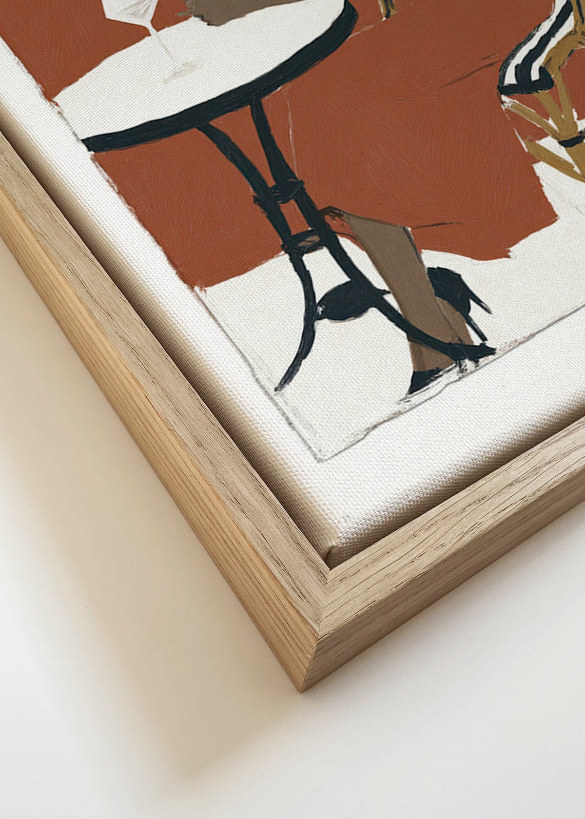 Køkkenkunst: kvinde med glas på terrasse – Canvas detail