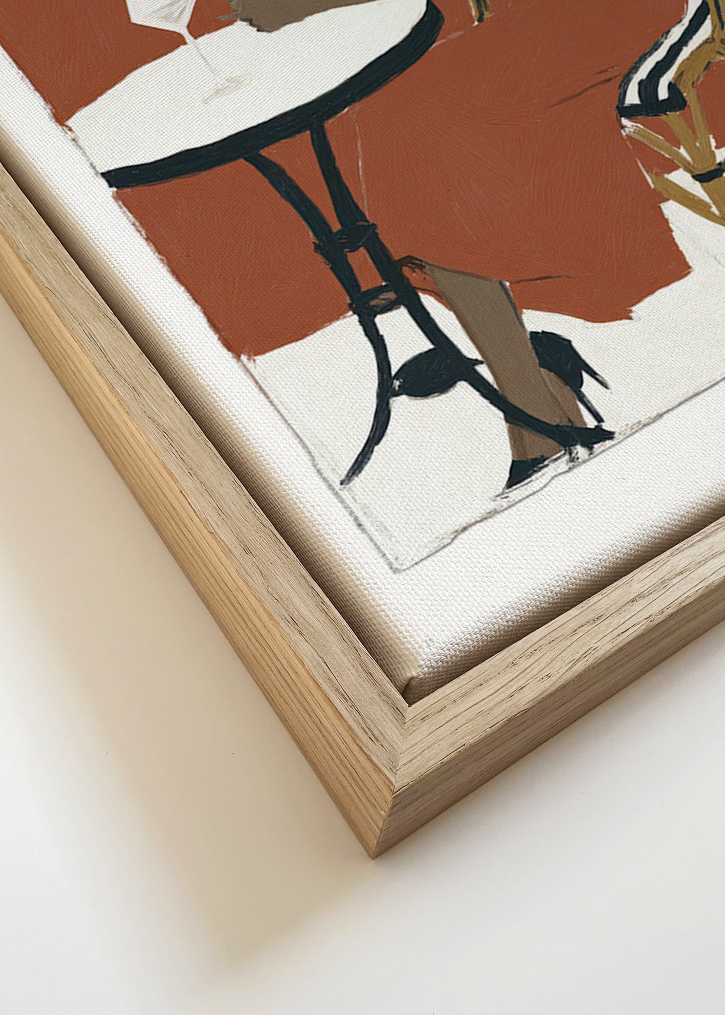 Køkkenkunst: kvinde med glas på terrasse – Canvas detail