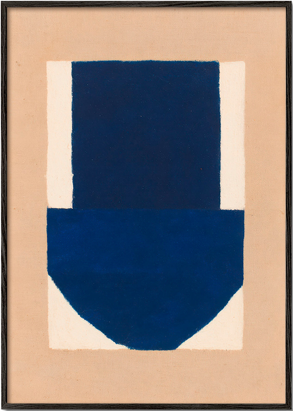 Geometrisk plakat blå og beige – Black Frame