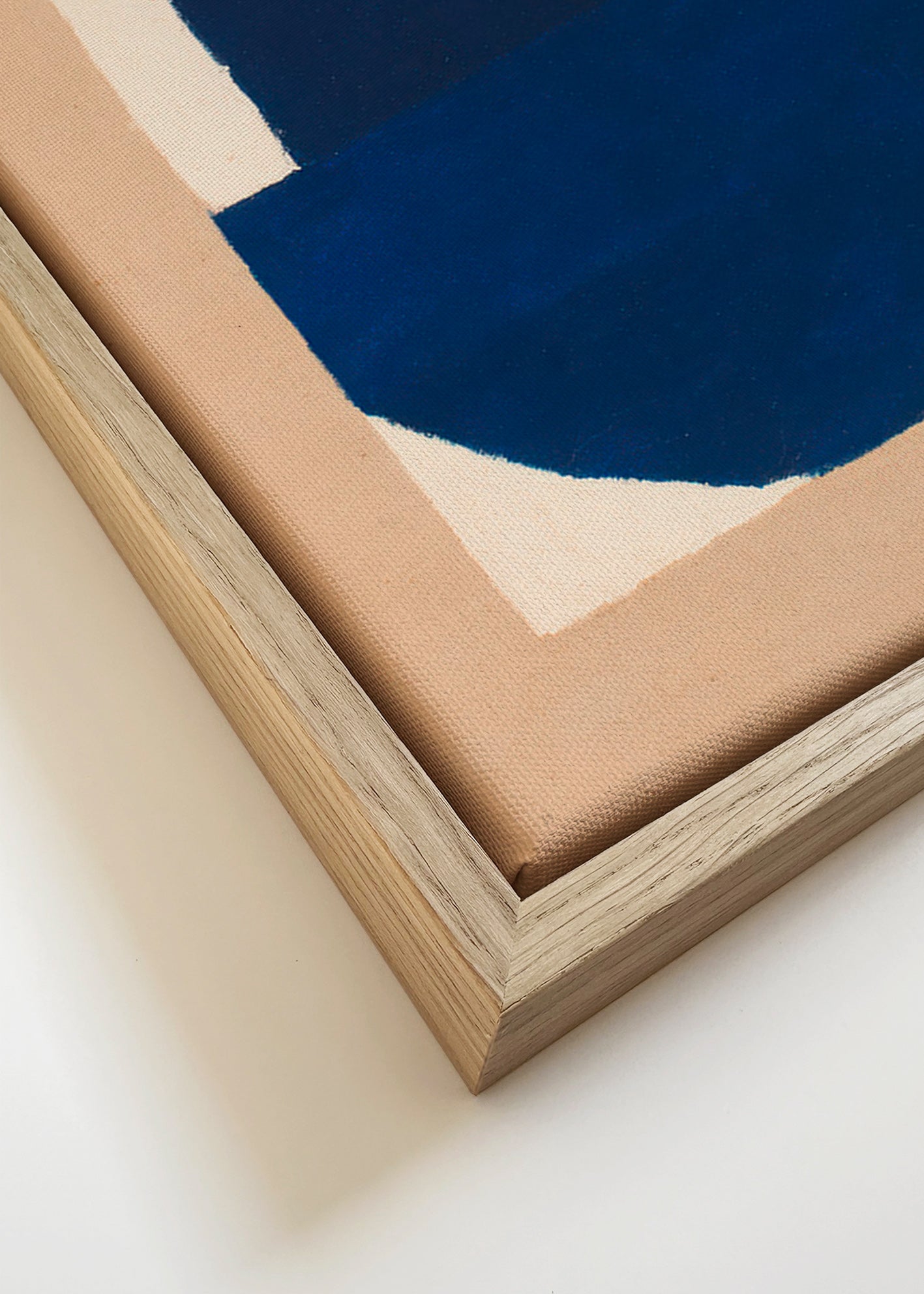 Geometrisk plakat blå og beige – Canvas detail