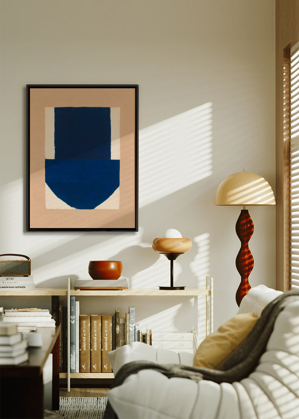 Geometrisk plakat blå og beige – Canvas2