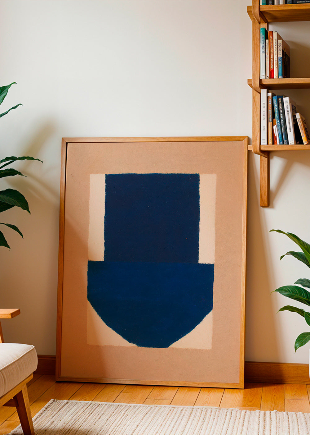 Geometrisk plakat blå og beige – Product1