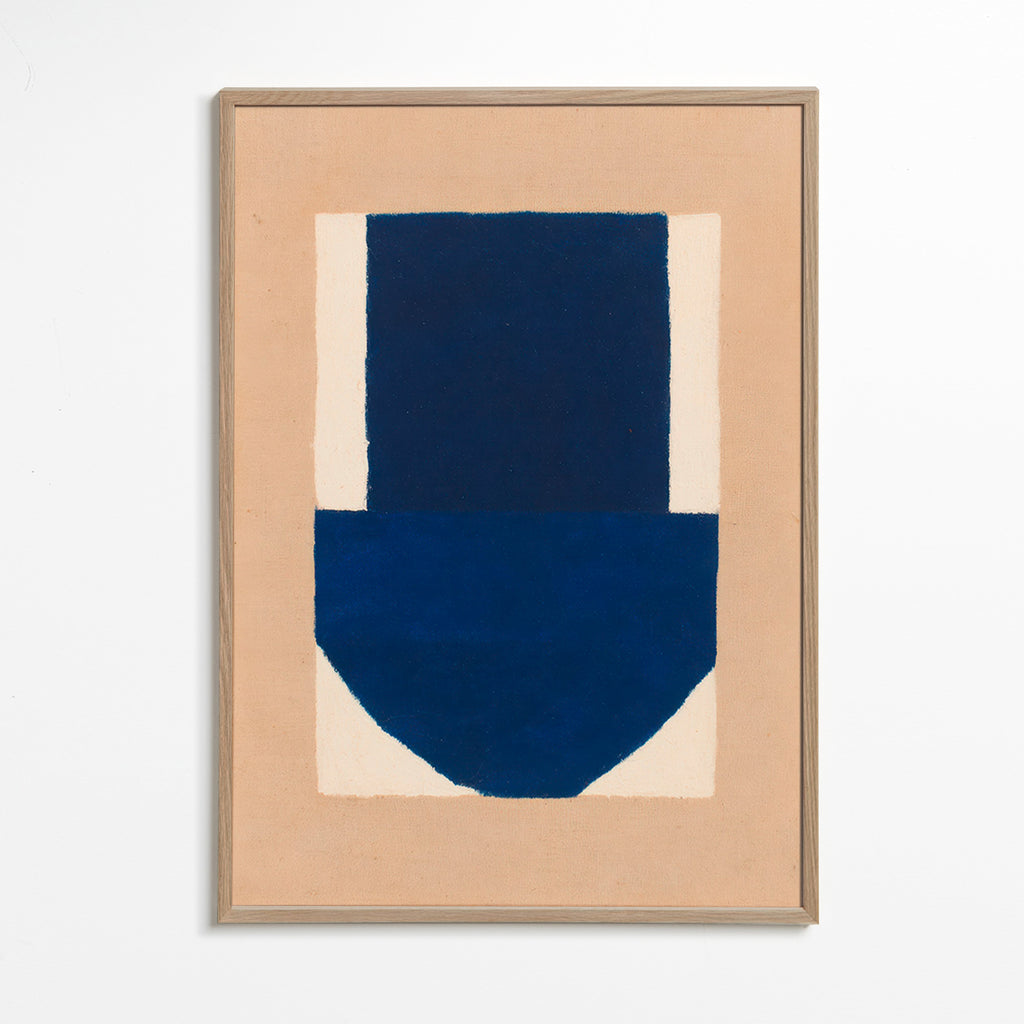 Geometrisk plakat blå og beige – Oak Frame