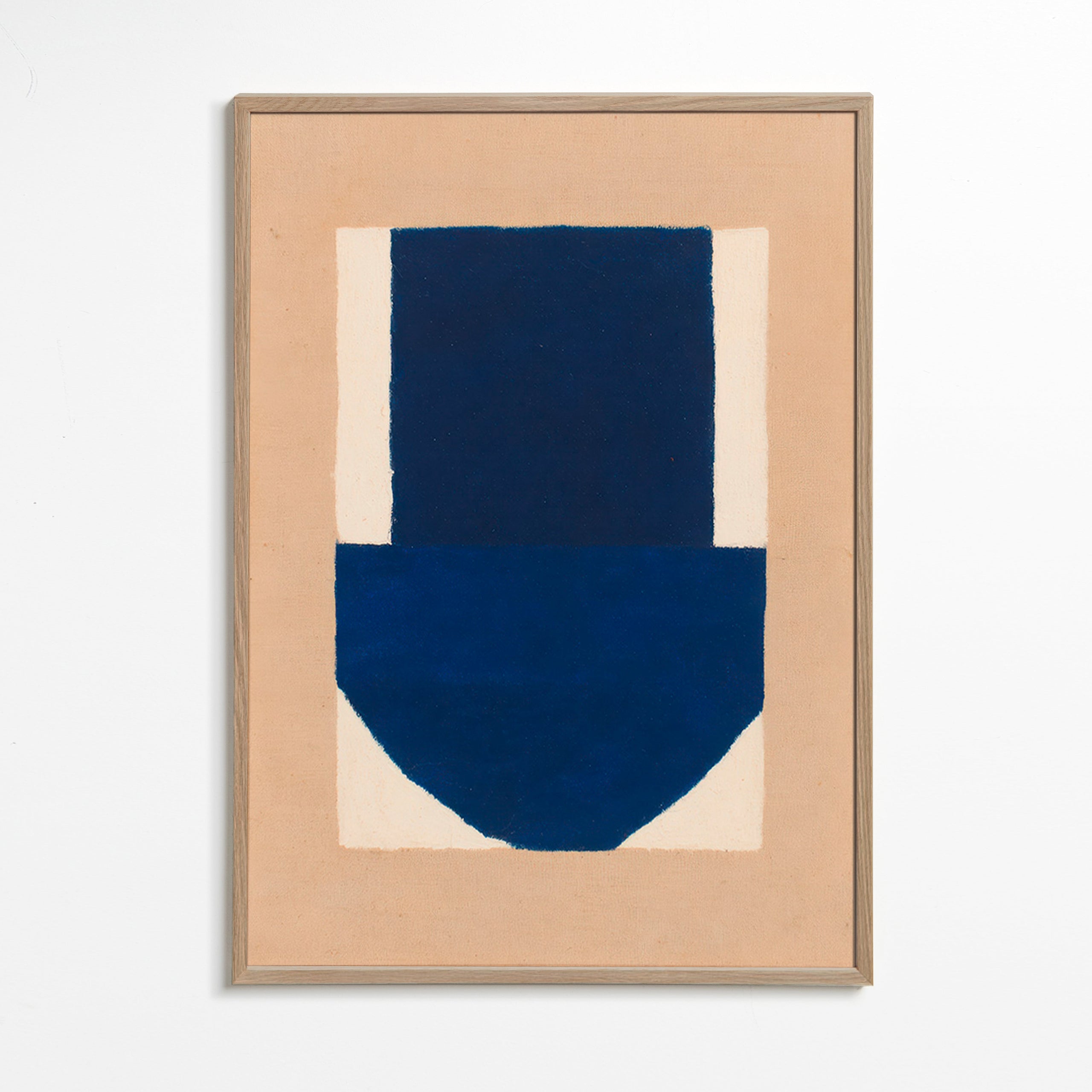 Geometrisk plakat blå og beige – Oak Frame