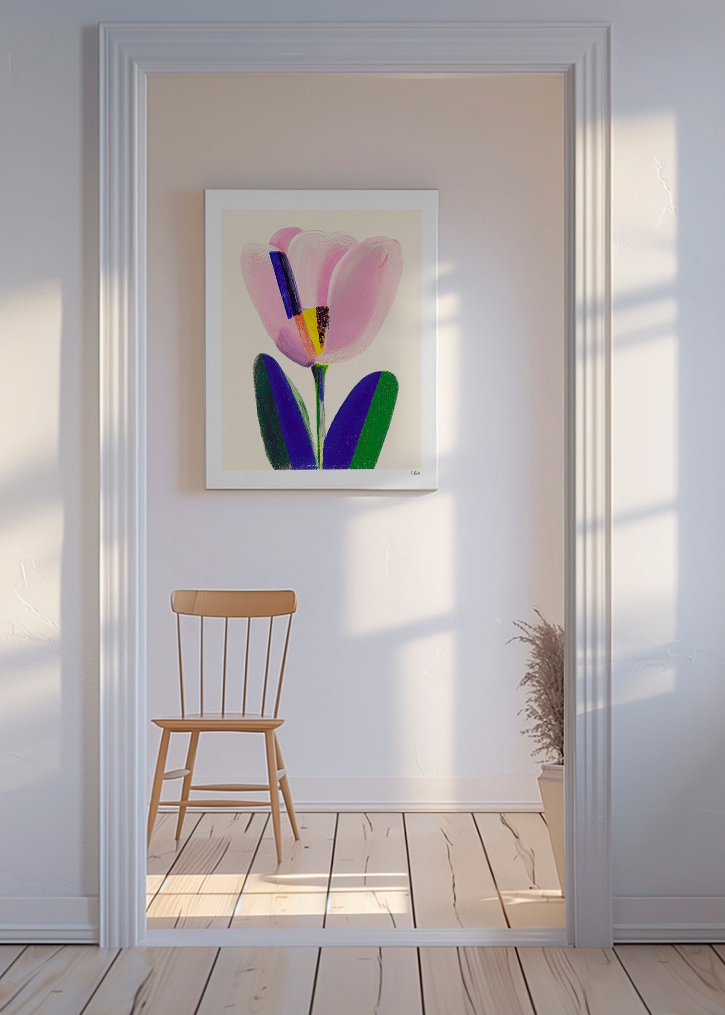 Botanisk plakat rosa tulipan – Canvas