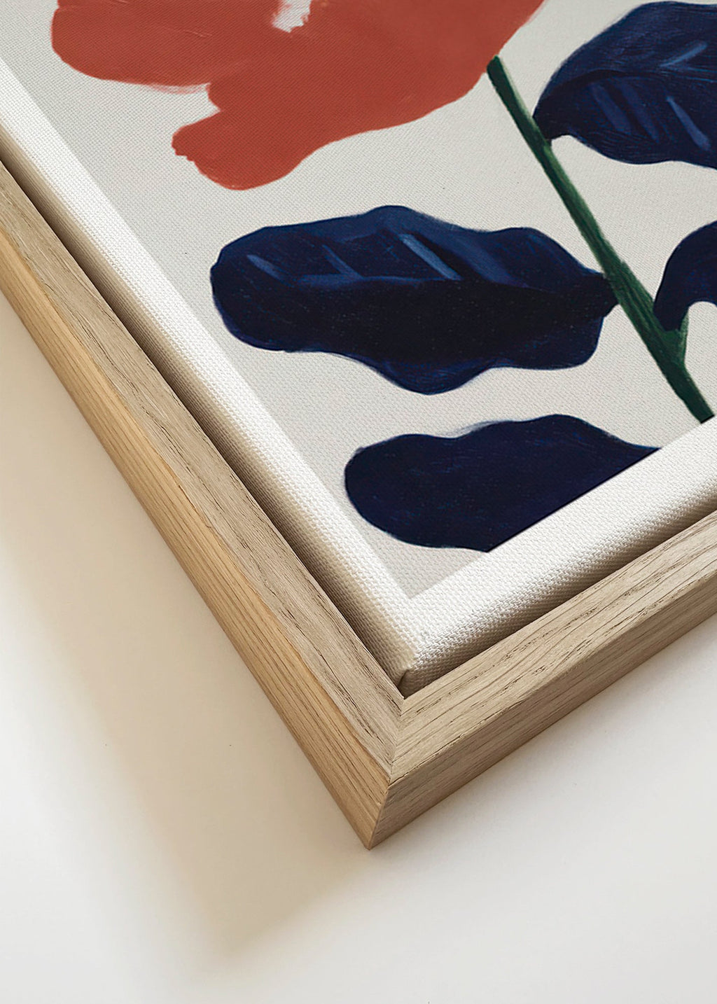 Botanisk plakat koralfarvet blomst – Canvas detail