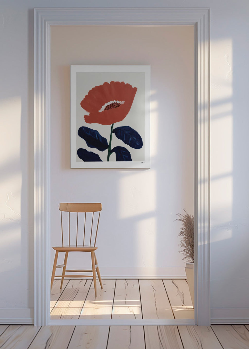Botanisk plakat koralfarvet blomst – Canvas