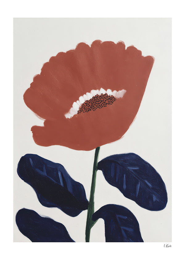 Botanisk plakat koralfarvet blomst