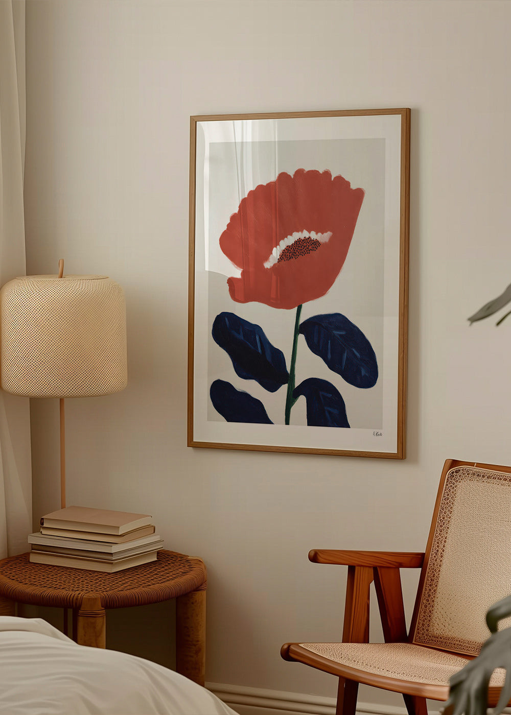 Botanisk plakat koralfarvet blomst – Product1