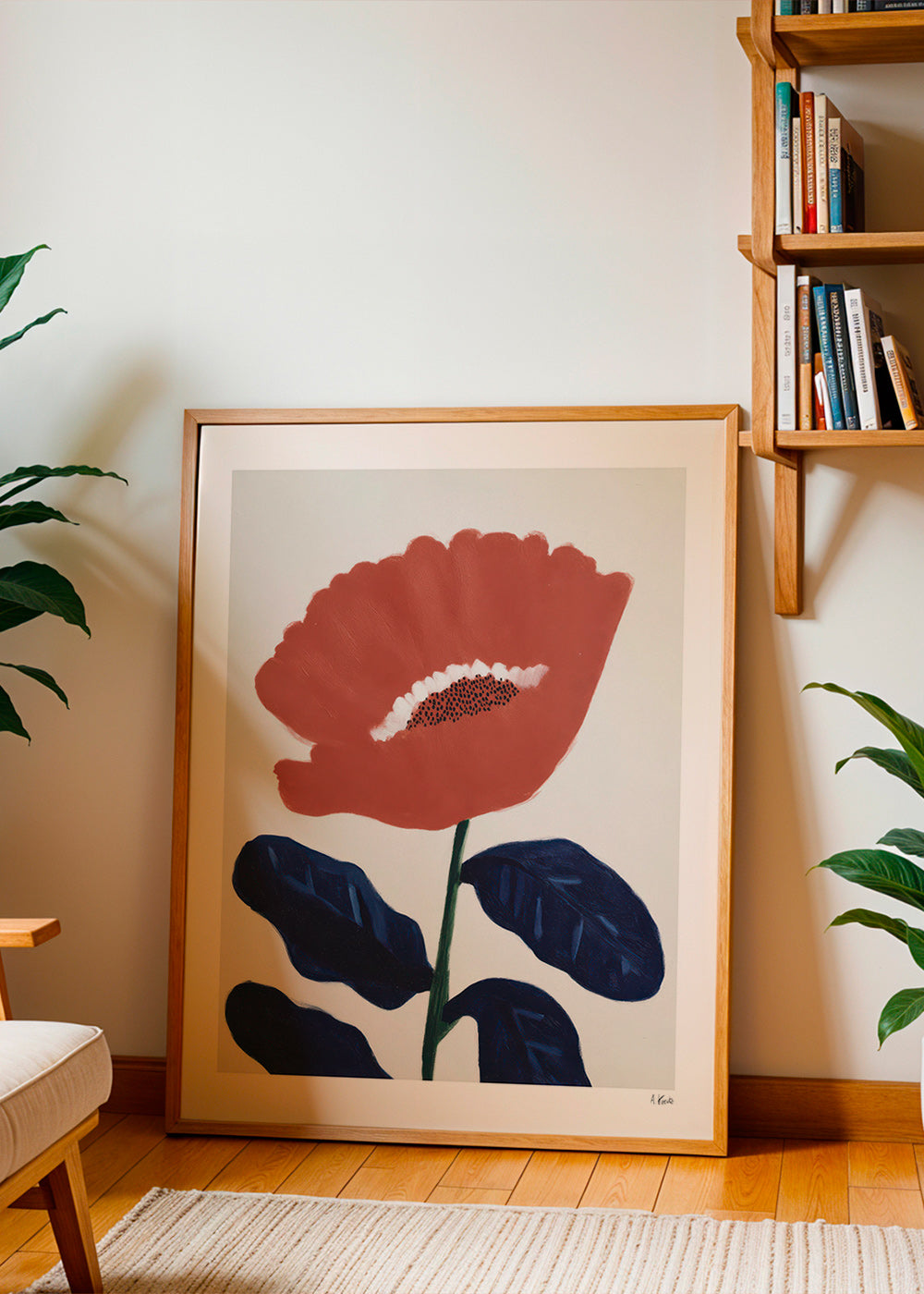 Botanisk plakat koralfarvet blomst – Product2