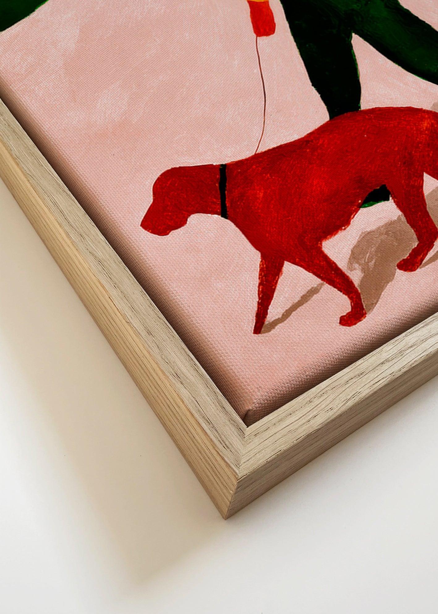 Billede gåtur med rød hund – Canvas detail