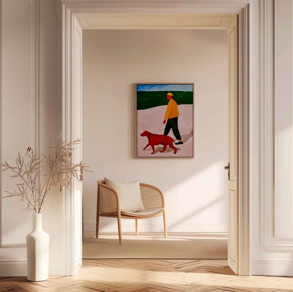 Billede gåtur med rød hund – Canvas1