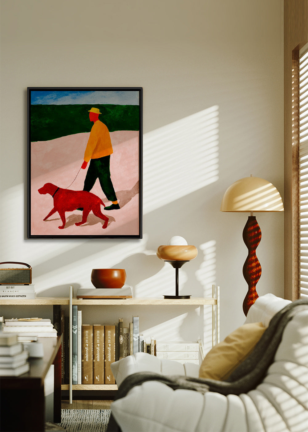 Billede gåtur med rød hund – Canvas2