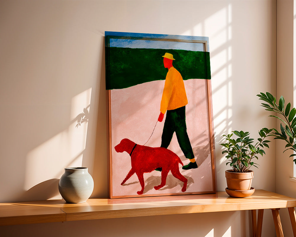 Billede gåtur med rød hund – Product1