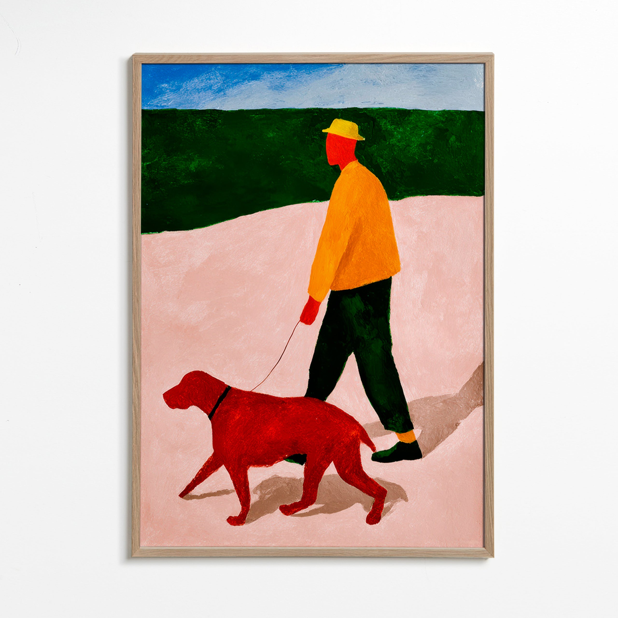 Billede gåtur med rød hund – Oak Frame