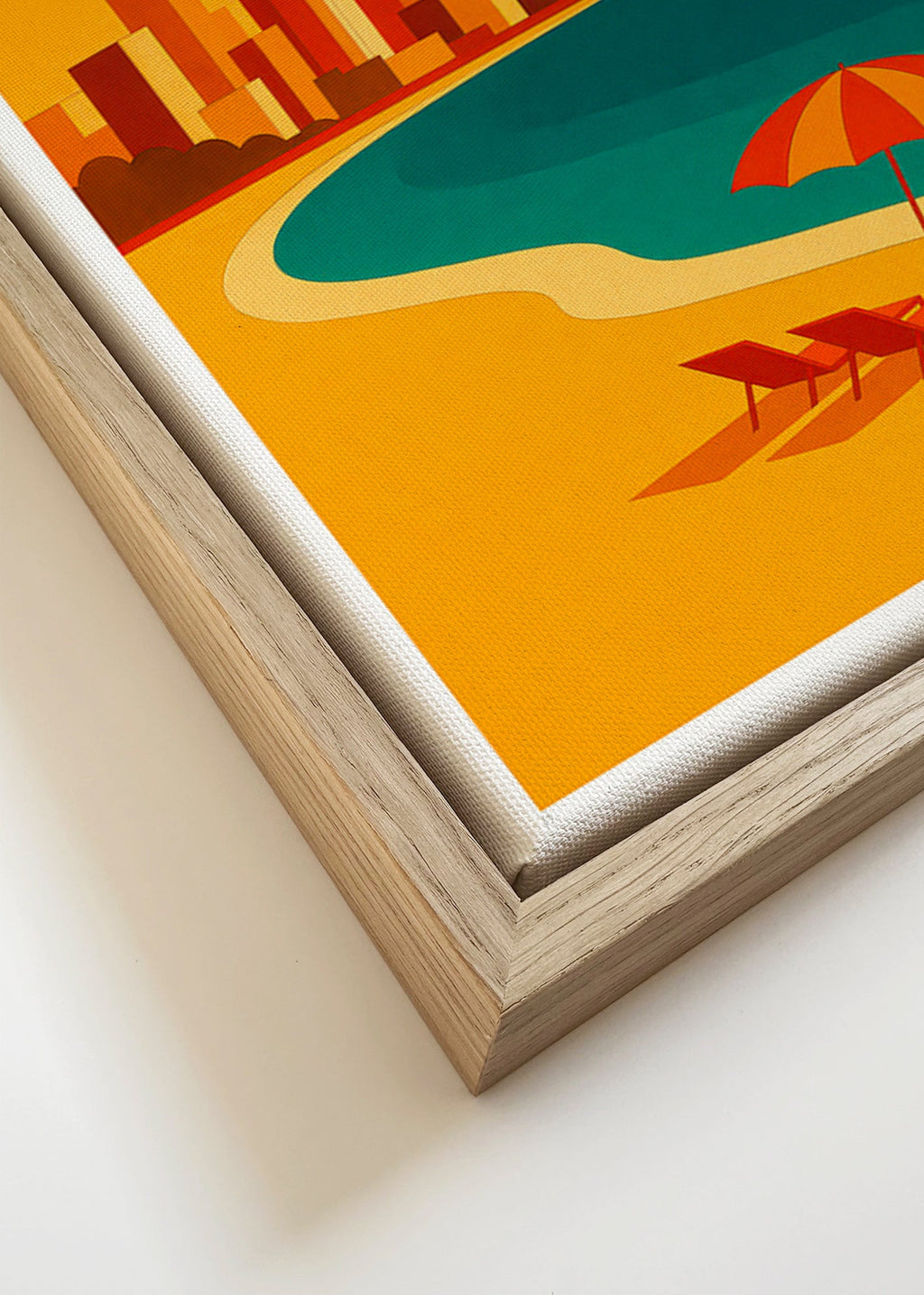 Køkkenkunst: retro strand med parasol – Canvas detail
