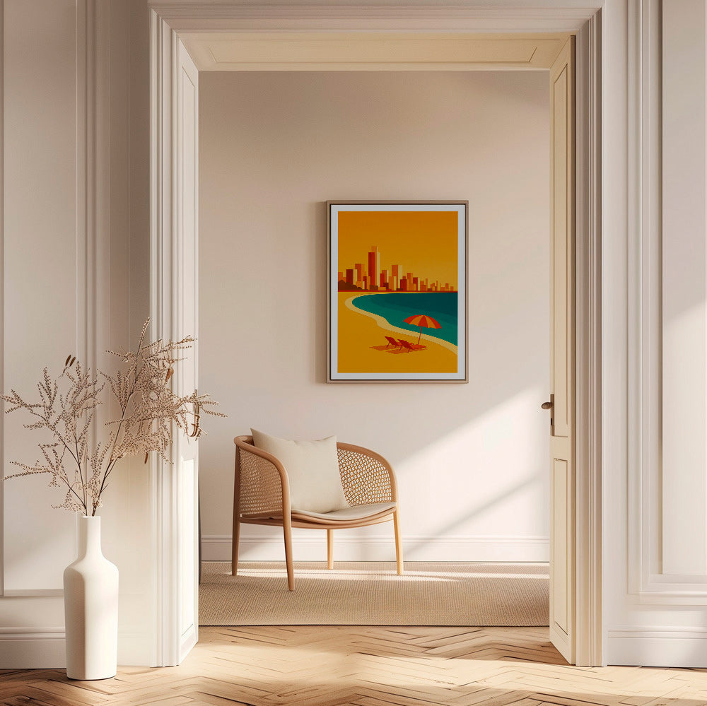 Køkkenkunst: retro strand med parasol – Canvas2