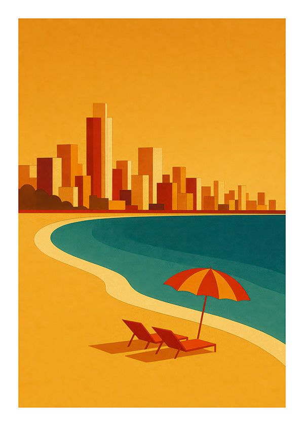 Køkkenkunst: retro strand med parasol