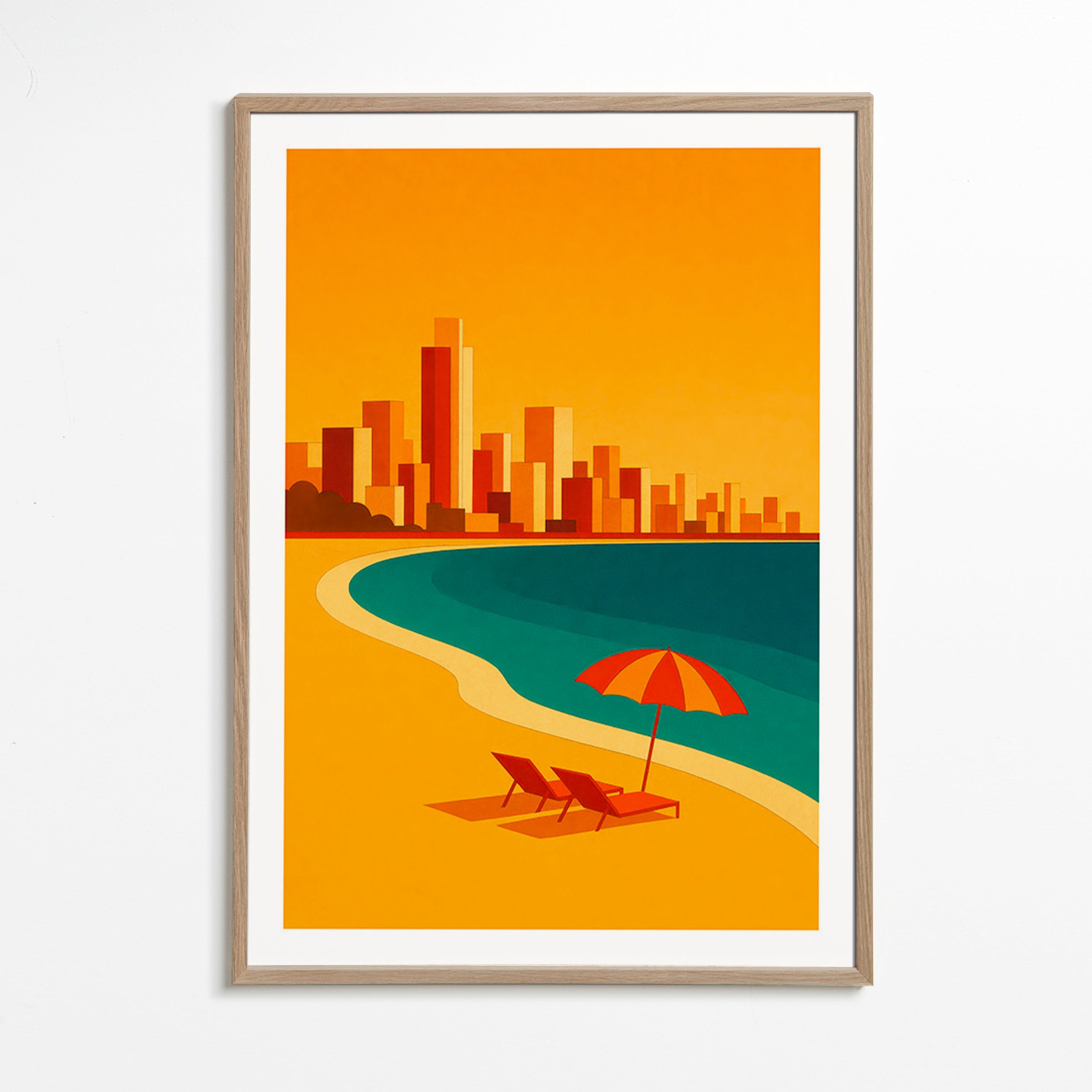 Køkkenkunst: retro strand med parasol – Oak Frame