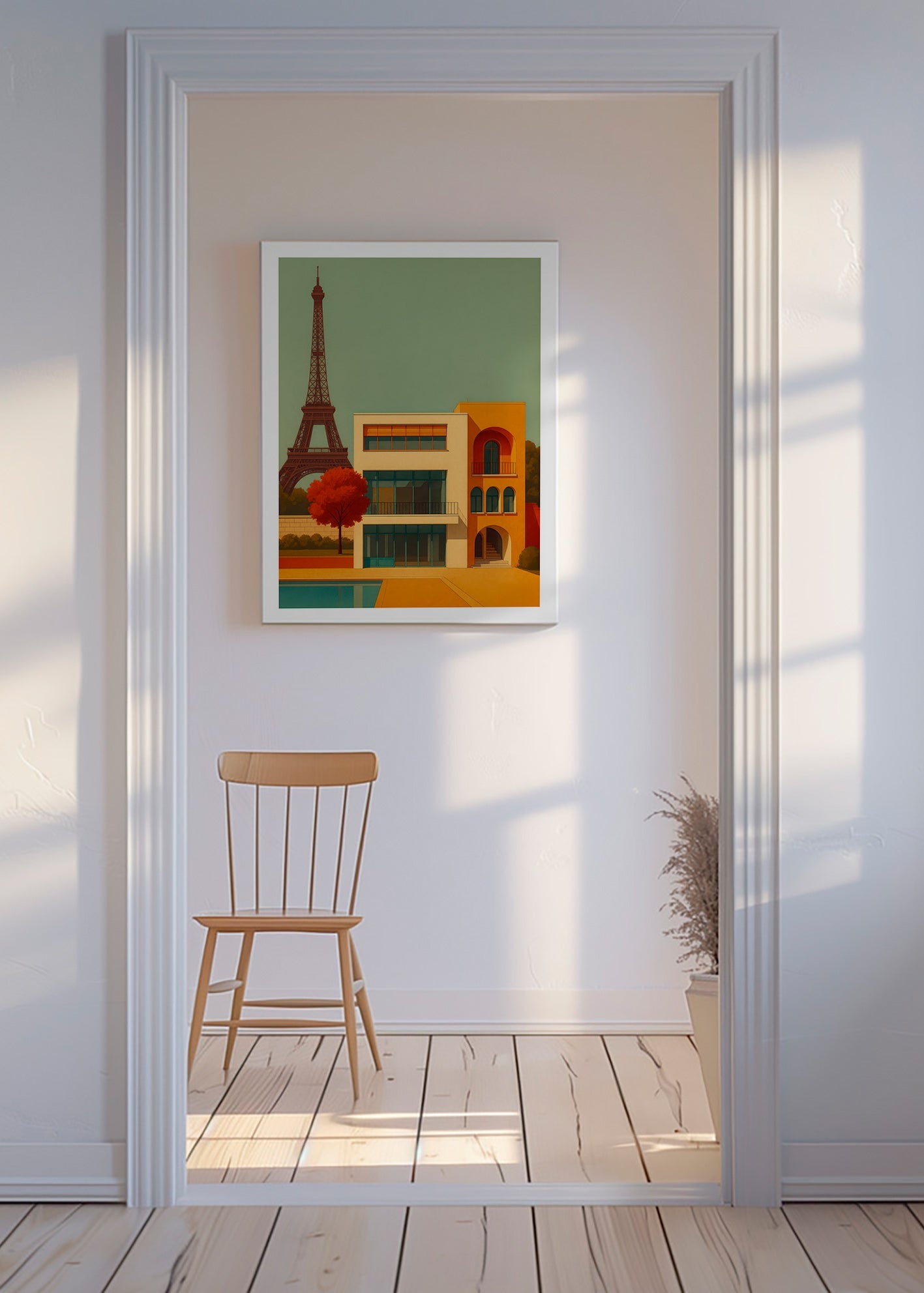 Køkkenkunst: moderne hus ved Eiffeltårnet – Canvas