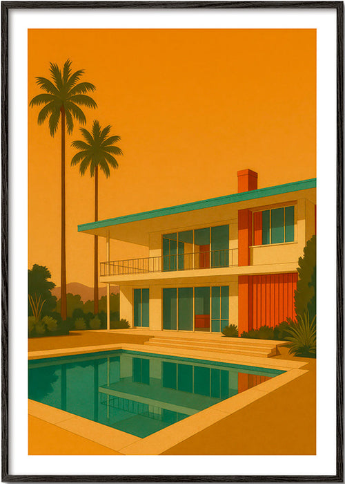 Køkkenkunst moderne villa med pool ved gylden time – Black Frame