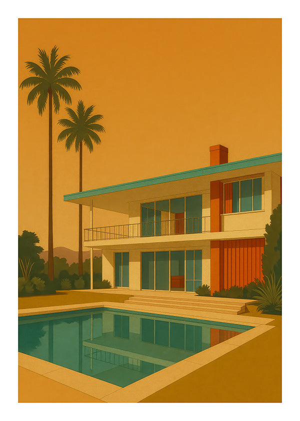 Køkkenkunst moderne villa med pool ved gylden time