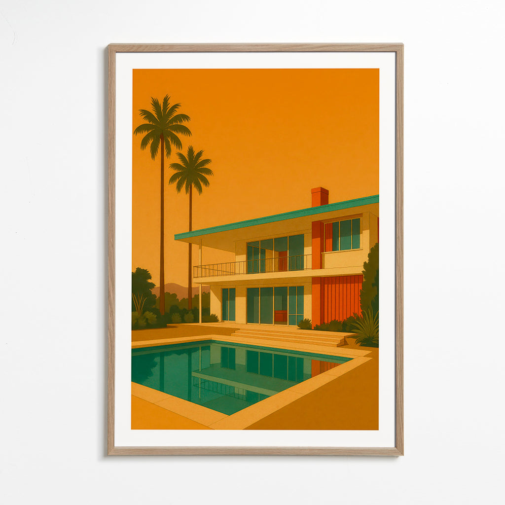 Køkkenkunst moderne villa med pool ved gylden time – Oak Frame