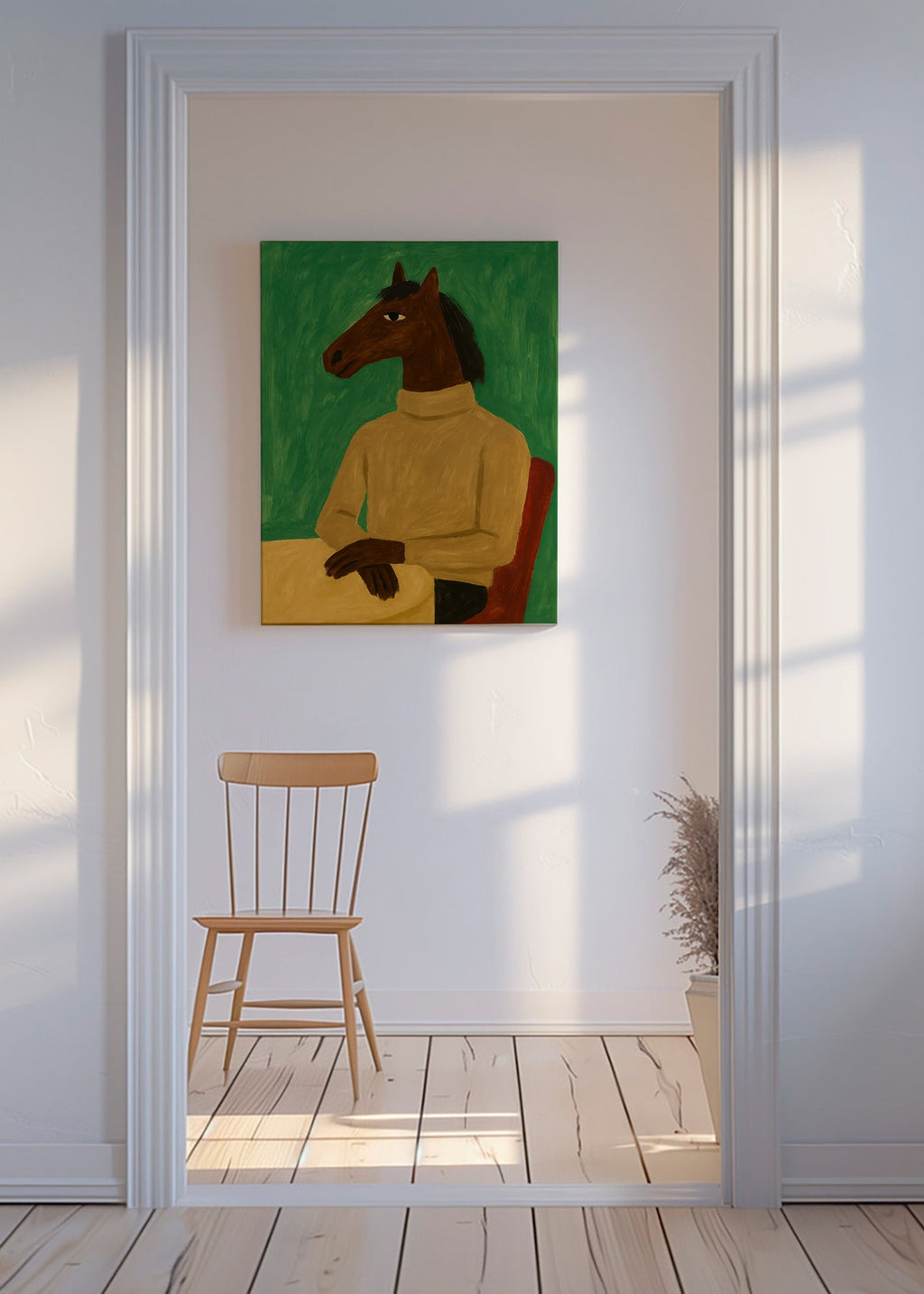 Billede hest i sweater – Canvas