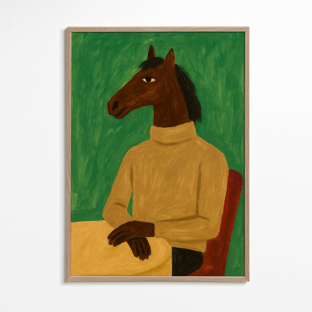 Billede hest i sweater – Oak Frame