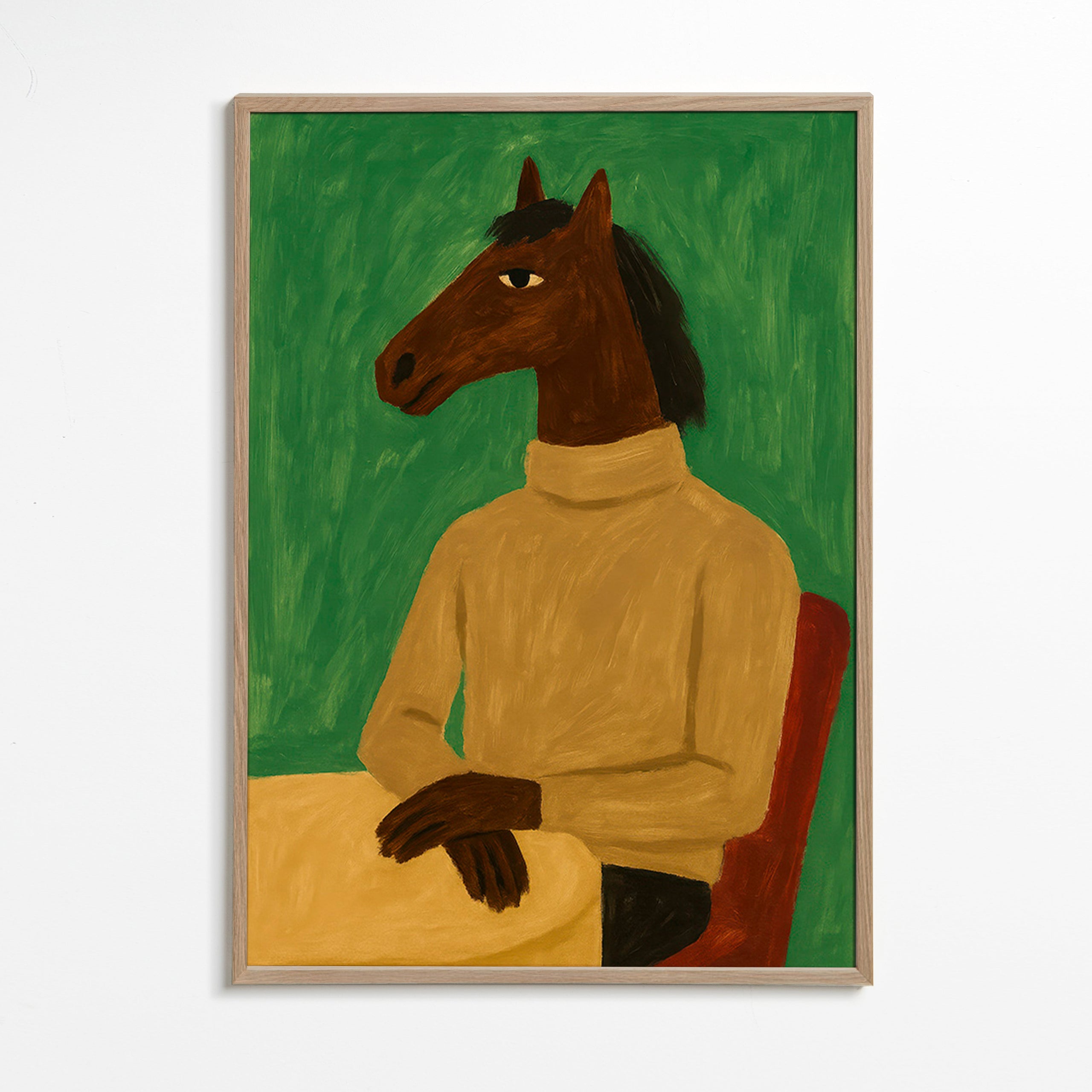 Billede hest i sweater – Oak Frame