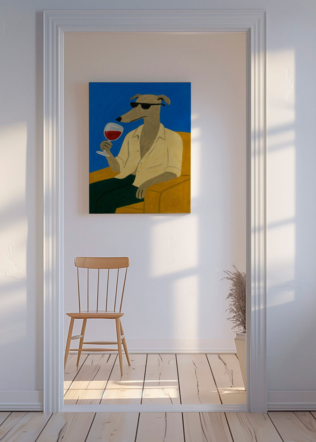 Køkkenkunst: galgo med vinglas – Canvas