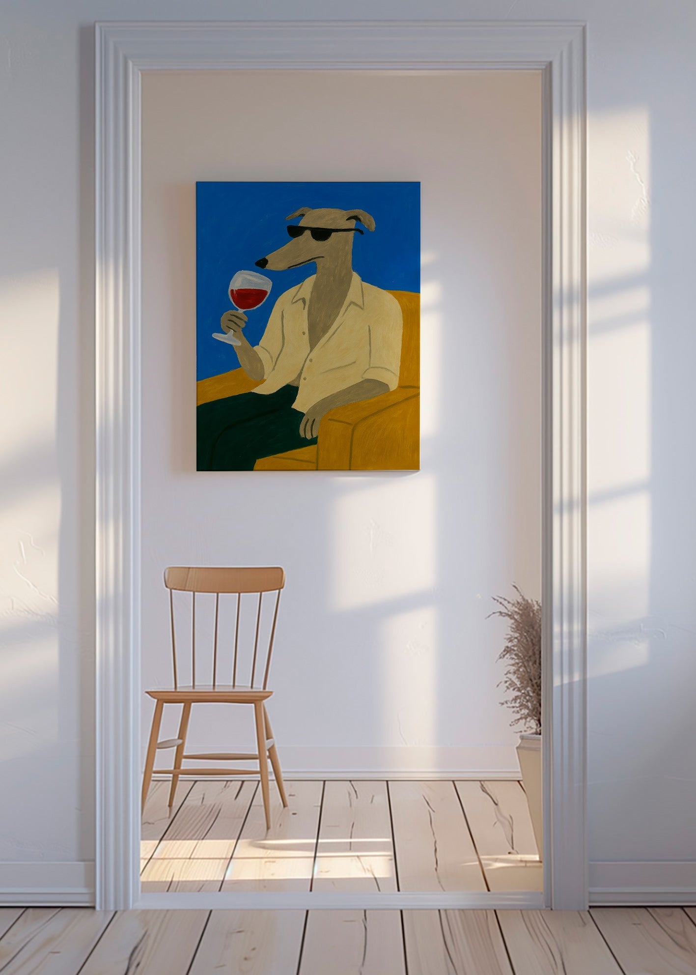 Køkkenkunst: galgo med vinglas – Canvas