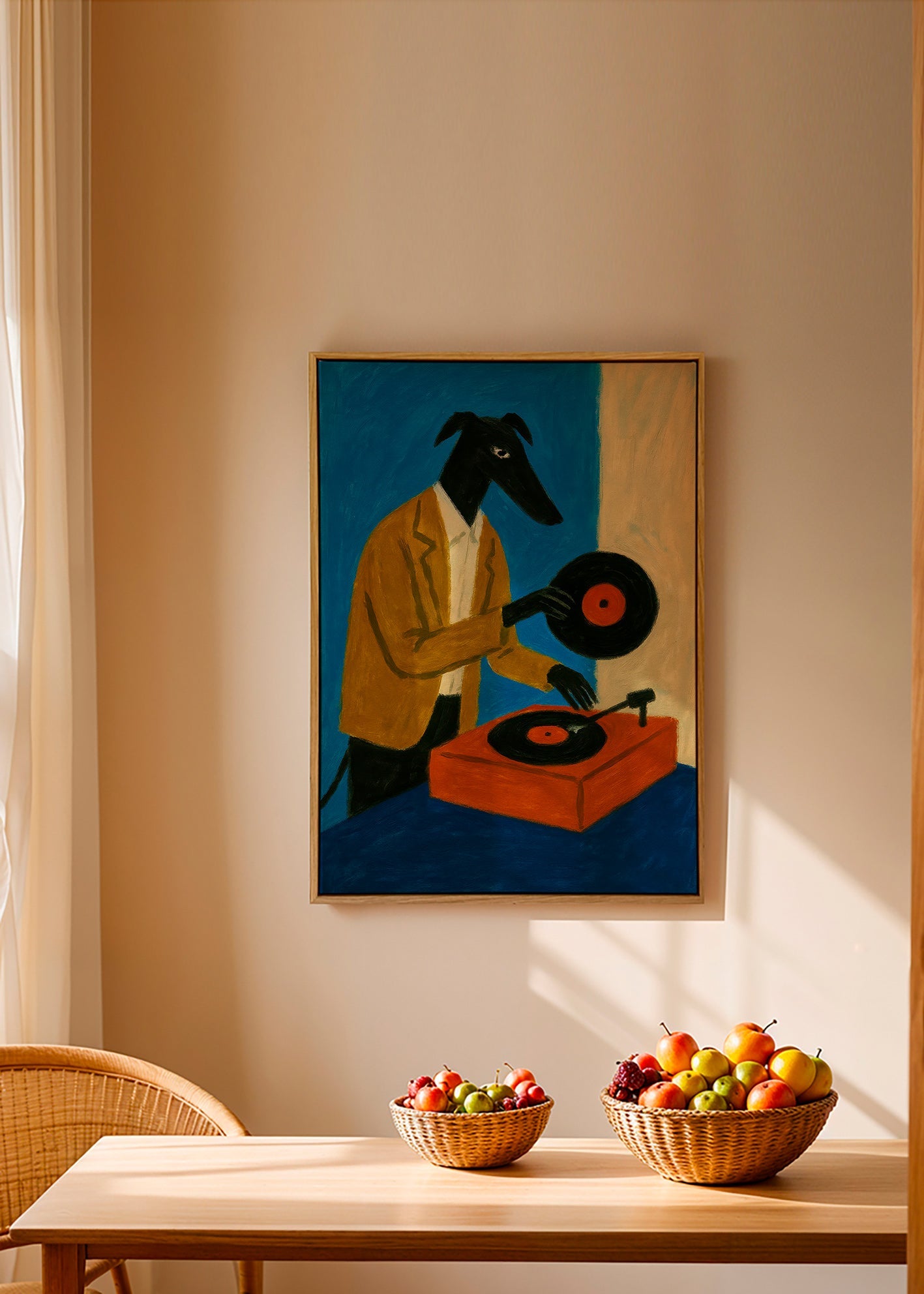 DJ-hund illustration med vinyl – Canvas2
