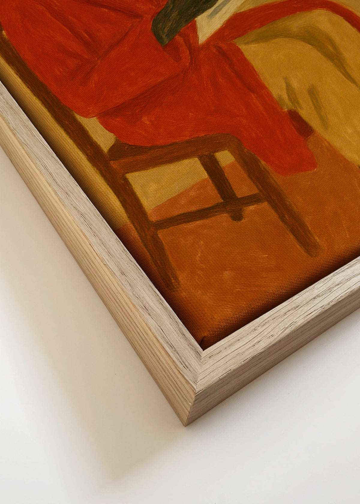 Maleri af hund der læser avis i rød badekåbe – Canvas detail