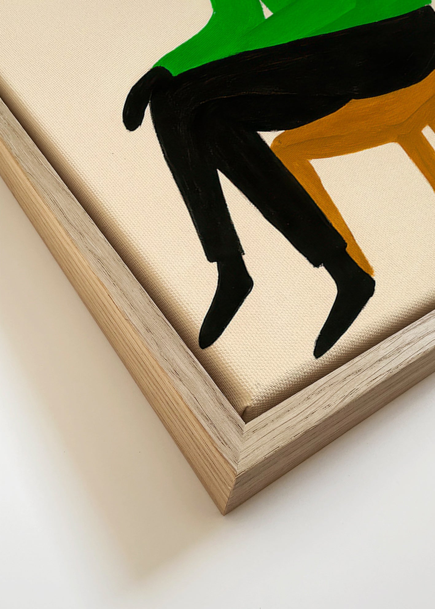 Hundillustration med grøn rullekrave – Canvas detail