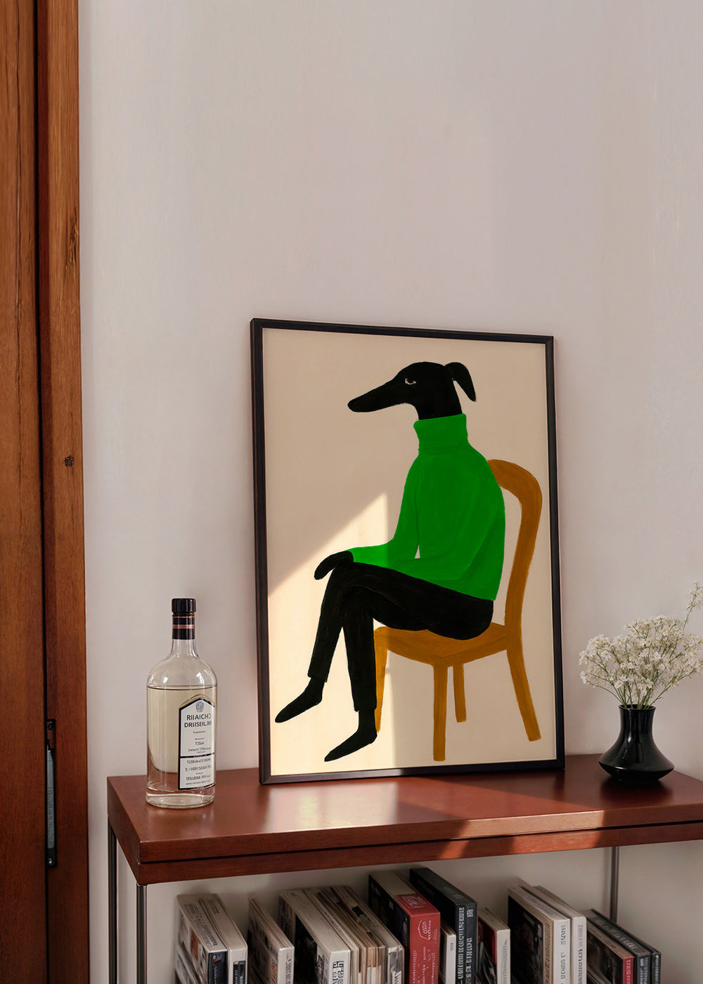 Hundillustration med grøn rullekrave – Product2