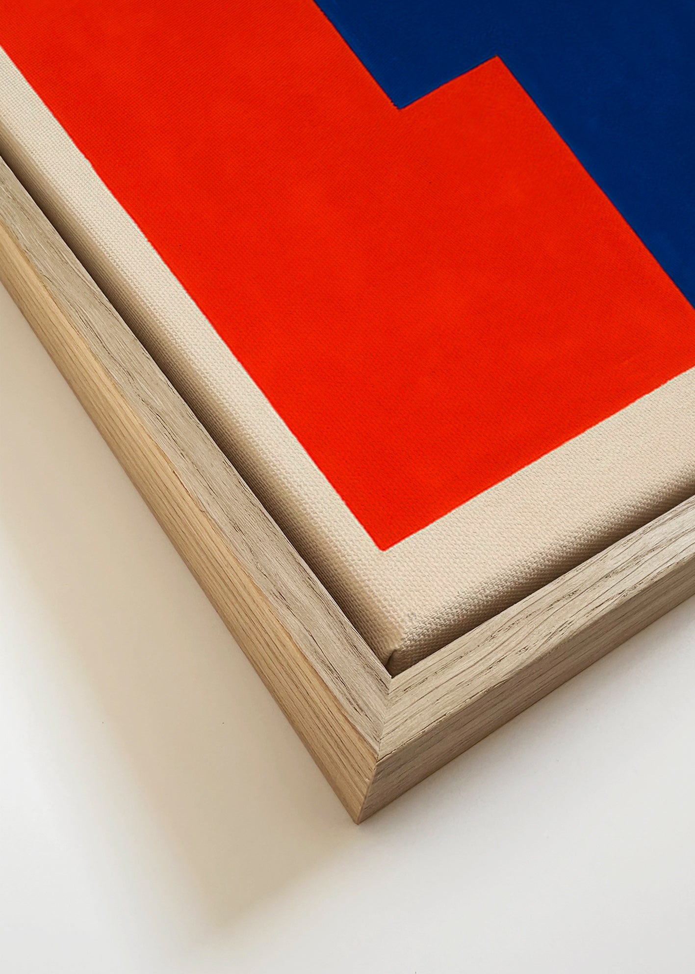 Abstrakt billede med røde og blå blokke – Canvas detail