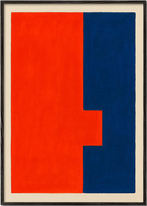 Abstrakt vertikal kunst rød og blå – Black Frame