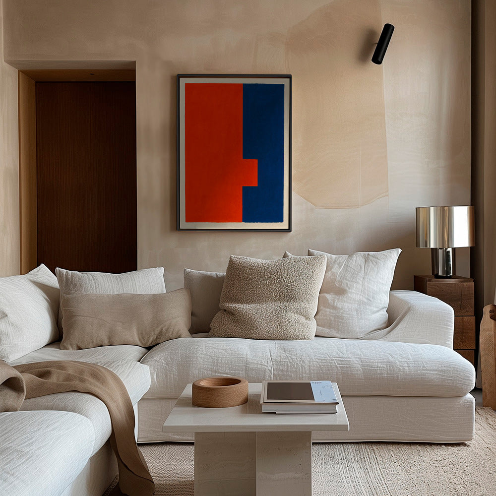 Abstrakt vertikal kunst rød og blå – Canvas1
