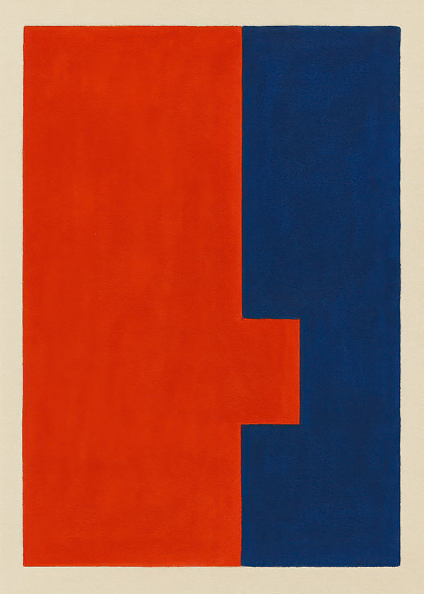 Abstrakt vertikal kunst rød og blå
