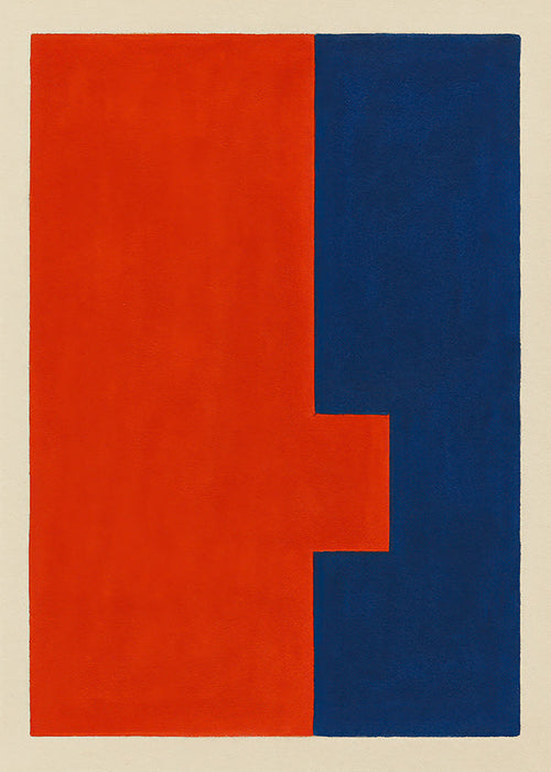 Abstrakt vertikal kunst rød og blå