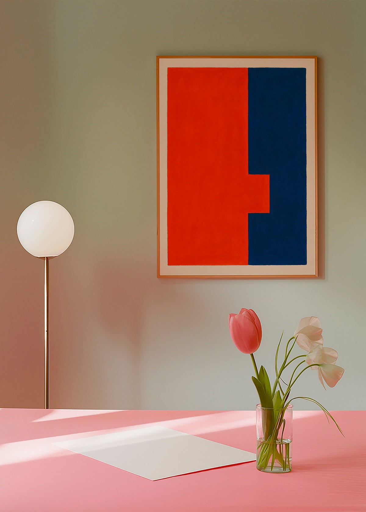 Abstrakt vertikal kunst rød og blå – Product1