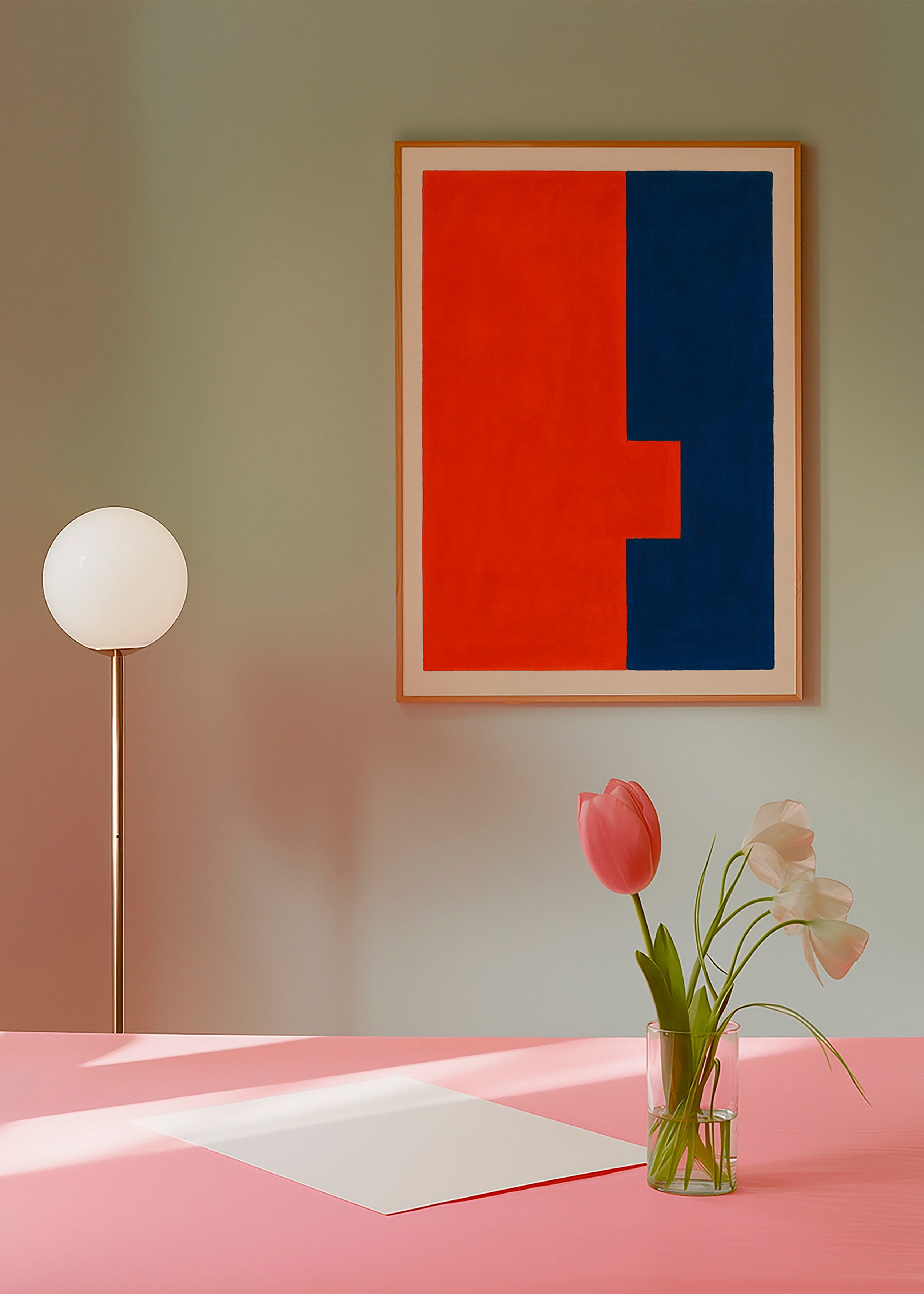 Abstrakt vertikal kunst rød og blå – Product1