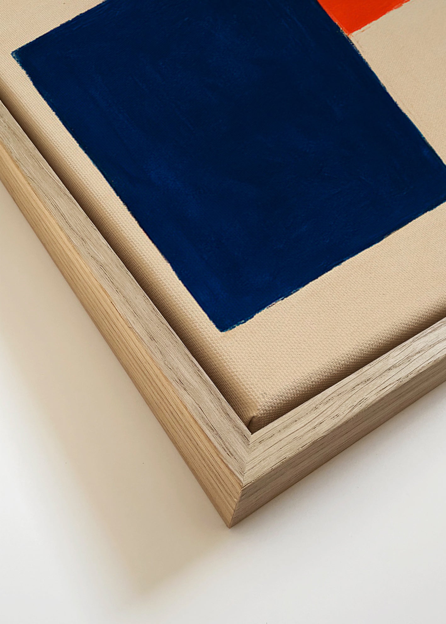 Abstrakt billede: overlappende røde og blå rektangler – Canvas detail